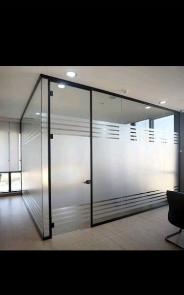 Classic Glass work and aluminium profile door tuffuned partition — Glass & Aluminium Contractor