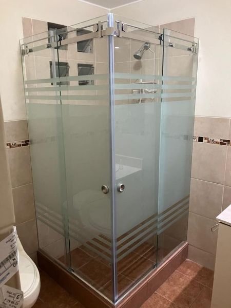 Classic Glass work and aluminium profile door tuffuned partition