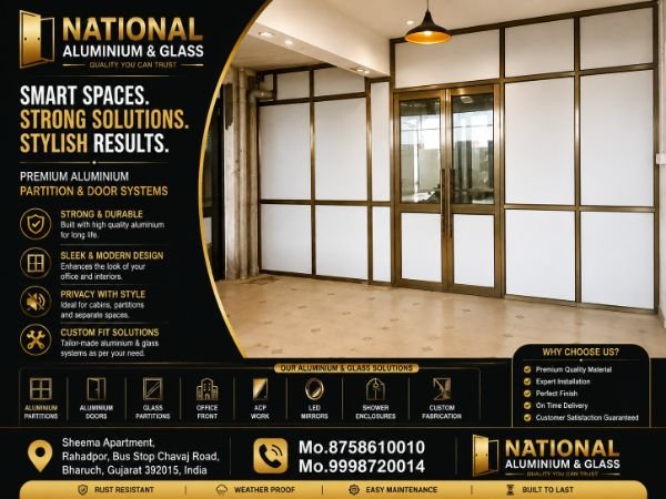 National aluminium and glass &mdash; interior design work